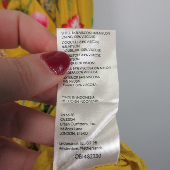 Maeve Anthropologie Yellow Floral Ruffle Wrap Mini Dress Women's Medium Boho M - Picture 7 of 15